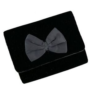 Vintage‎ Women's Velvet Bow Magnetic Snap Clutch Shoulder Bag Black Small